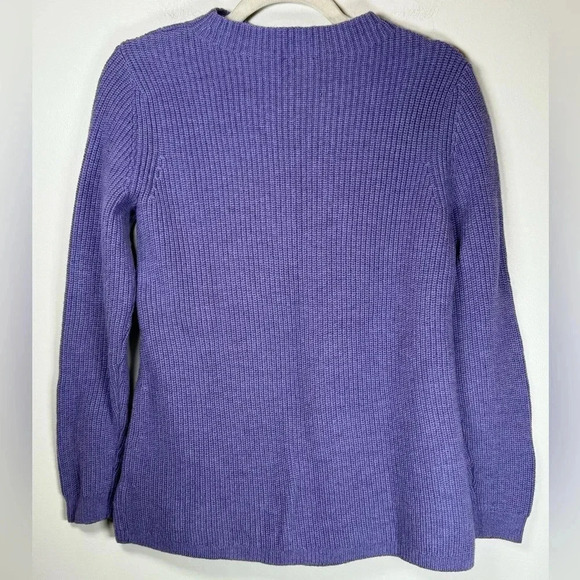 Talbots Wool Blend Sweater Purple Cable Knit Mock Turtleneck Womens Size Medium - Picture 5 of 8